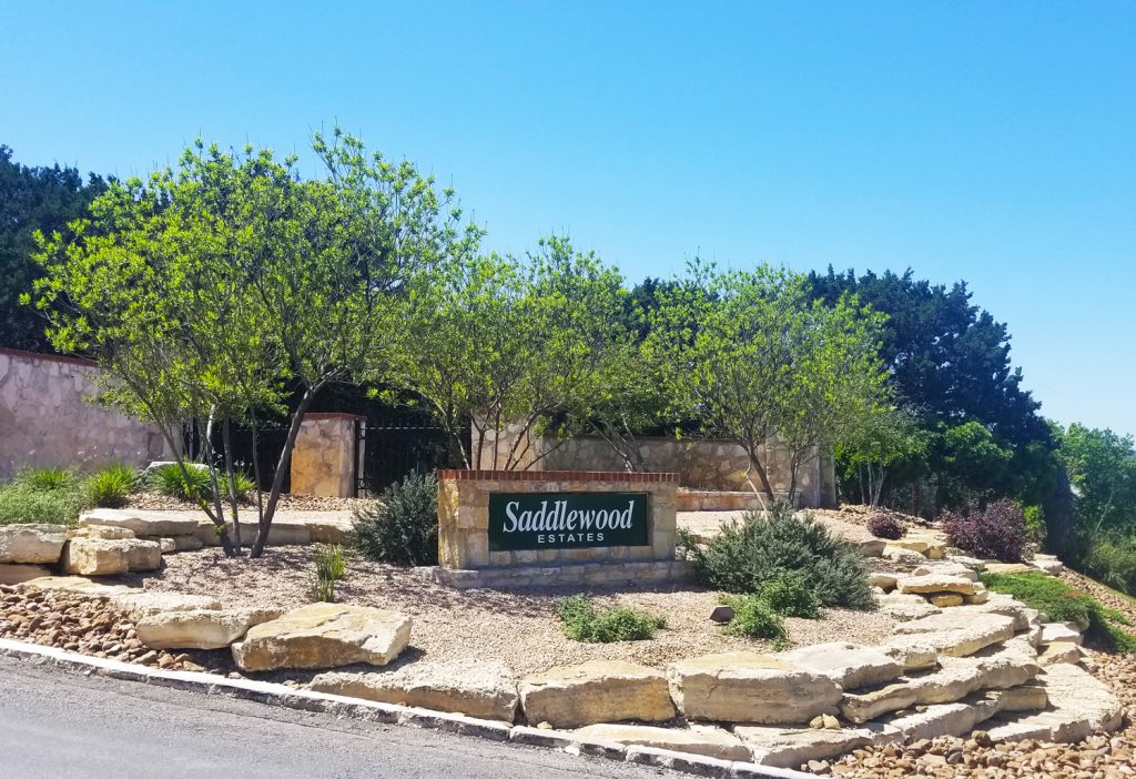 Entrance to Saddlewood Estates, Kerrville, Texas.